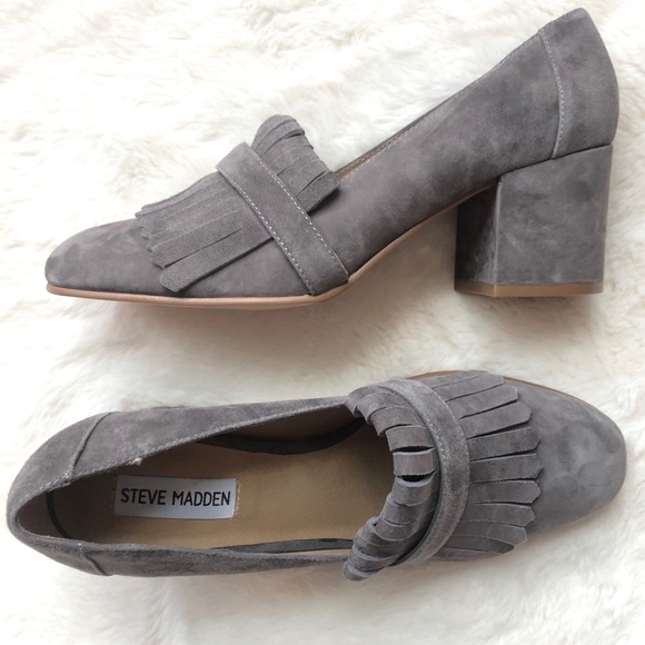 Steve Madden Shoes - Steve Madden Kate Gray Suede Heeled Loafer